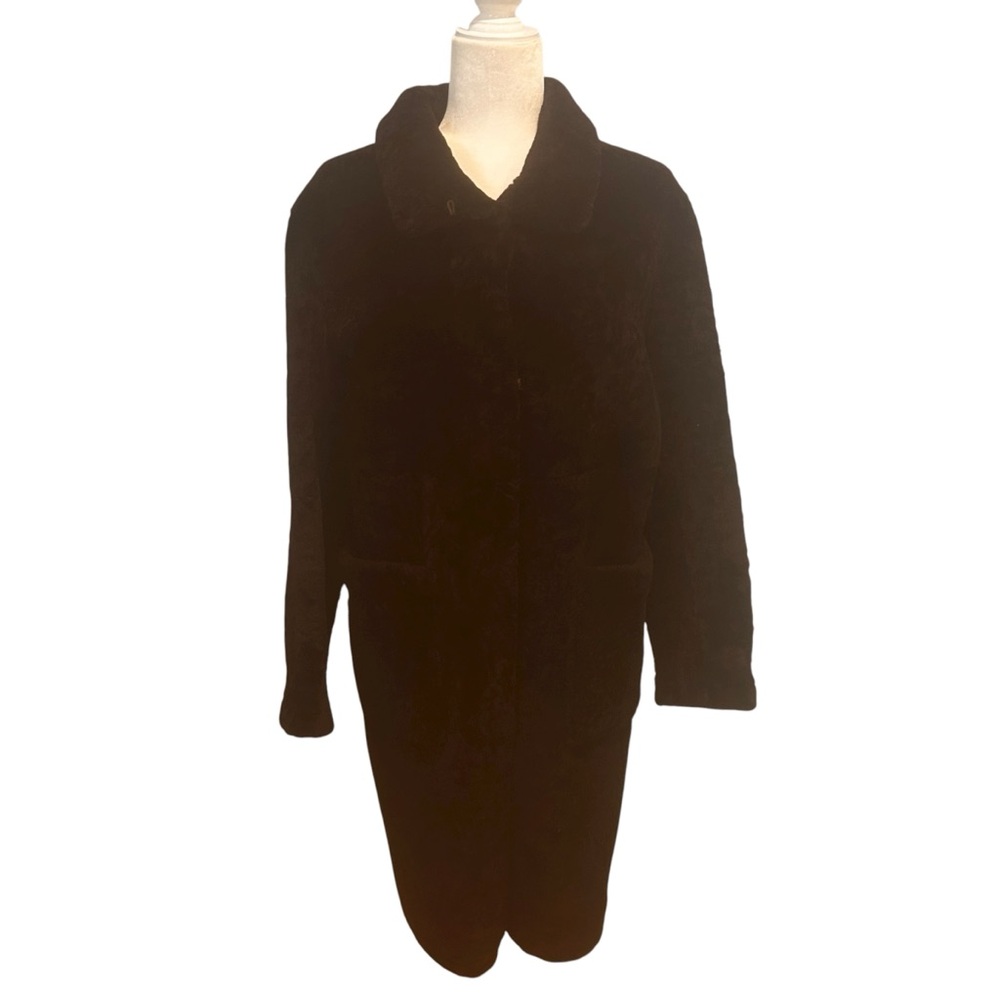 Vintage Shearling long Coat Women’s size Small dark chocolate brown winter